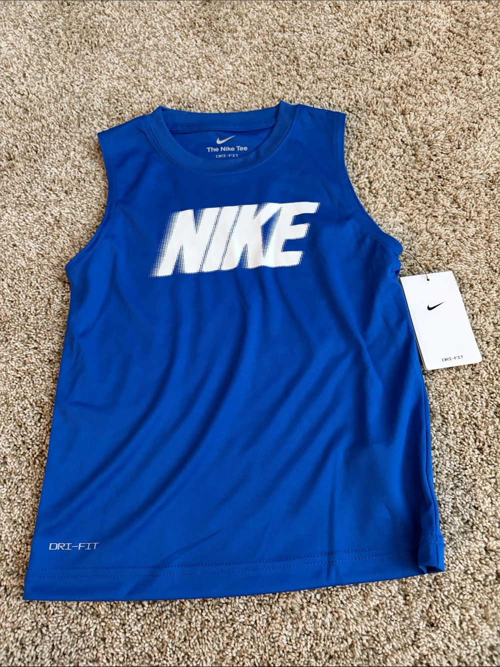 Nike Boys' Royal Blue Sleeveless Dri-FIT Tank with White Logo